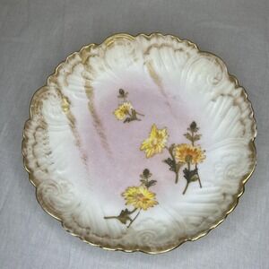 Antique Limoges France Hand‎ Painted Floral Plate Pink Gold Gilt PHL